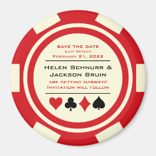 Aimant Red and White Poker Chip Casino Enregistrer la dat