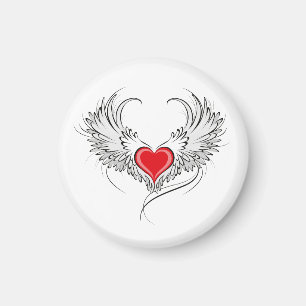 Aimant Red Angel Coeur avec ailes