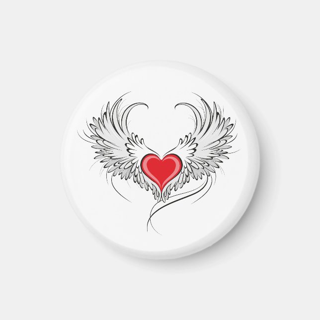 Aimant Red Angel Coeur avec ailes (Devant)