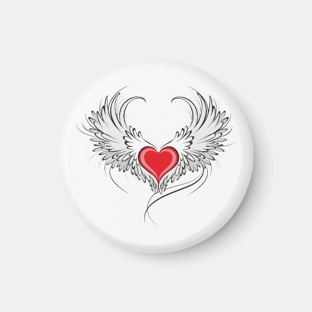 Aimant Red Angel Coeur avec ailes (Devant)
