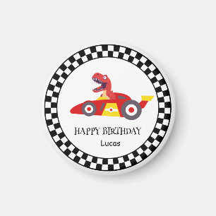Aimant Red Birthday Dinosaur race voiture garçon course n