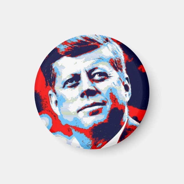 Aimant Red Blue Pop Art JFK John F. Kennedy (Devant)