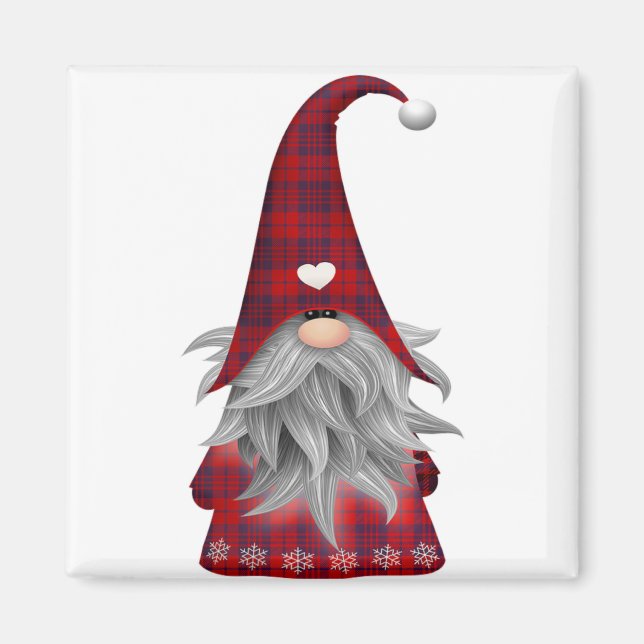 Aimant Red Buffalo Plaid Christmas Farmhouse Gnome (Devant)