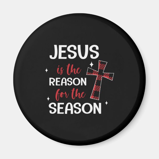 Aimant Red Buffalo Plaid Cross Christmas Design (Devant)