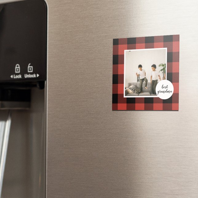 Aimant Red Buffalo Plaid Meilleur Cadeau Grand-Mère Avec  (Créateur téléchargé)