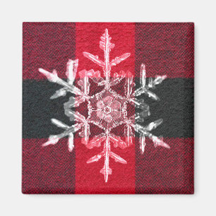 Aimant Red Buffalo Plaid Winter Holiday Snowflake Magazin
