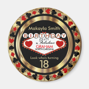 Aimant Red Casino Poker Chip Anniversaire