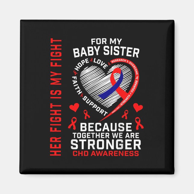 Aimant Red Chd Sensibilisation Bébé Soeur Maladie cardiaq (Devant)