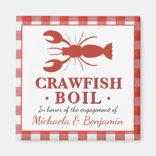 Aimant Red Crawfish Boil Seafood Party Fiançailles Pique-