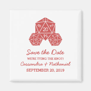 Aimant Red D20 dés Enregistrer l'aimant de date
