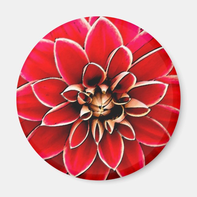 Aimant Red Dahlia, digital art (Devant)