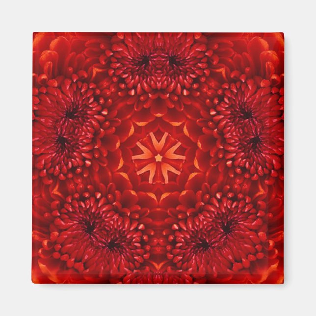 Aimant RED DAHLIA FLOWERS Abstract Floral (Devant)