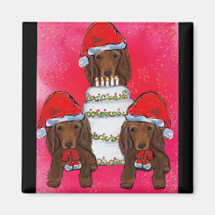 Aimant Red Doxie Santas
