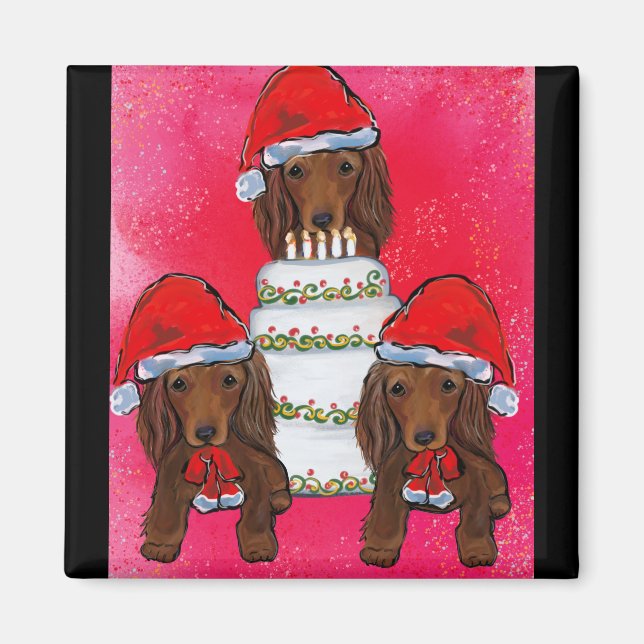Aimant Red Doxie Santas (Devant)