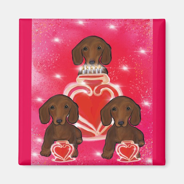 Aimant Red Doxie Valentine (Devant)
