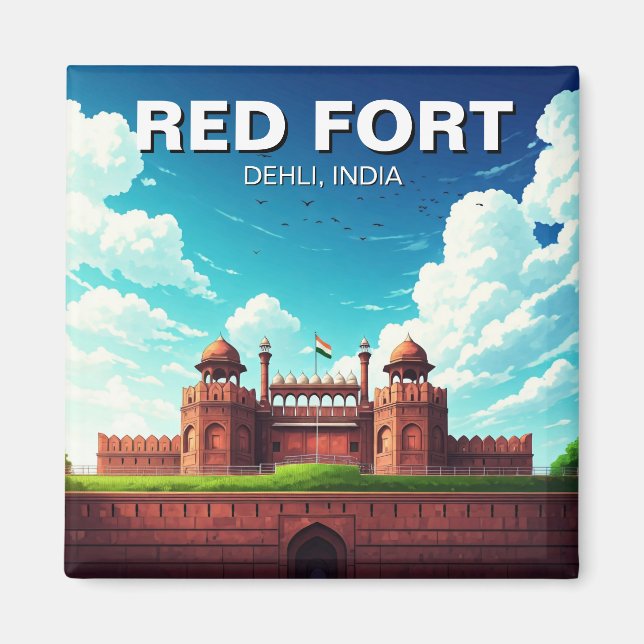 Aimant Red Fort Dehli Inde Travel Souvenir (Devant)