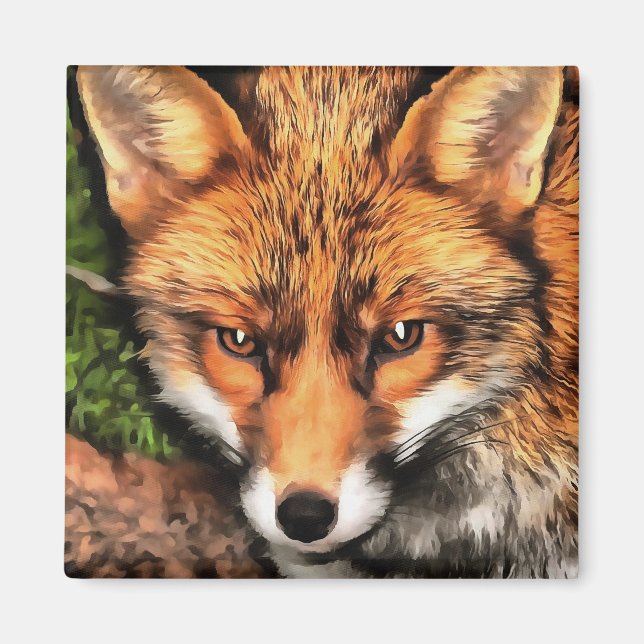 Aimant Red Fox Beau Art de la faune (Devant)