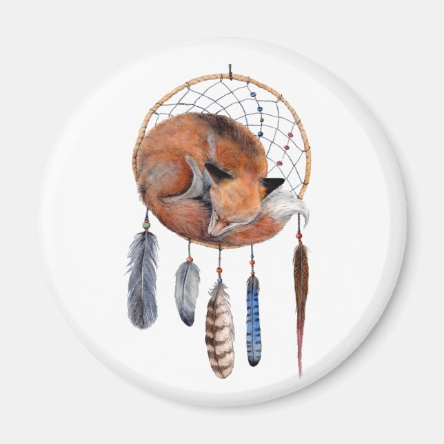 Aimant Red Fox dormant sur Dreamcatcher (Devant)