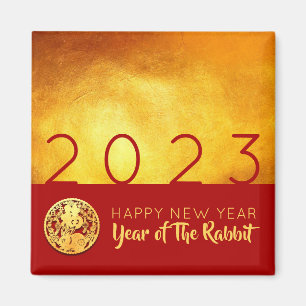 Aimant Red Gold Chinese Rabbit coupé en papier 2023 SqM