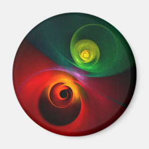 Aimant Red Green Yin Yang Moderne Motif d'art Abstrait #2