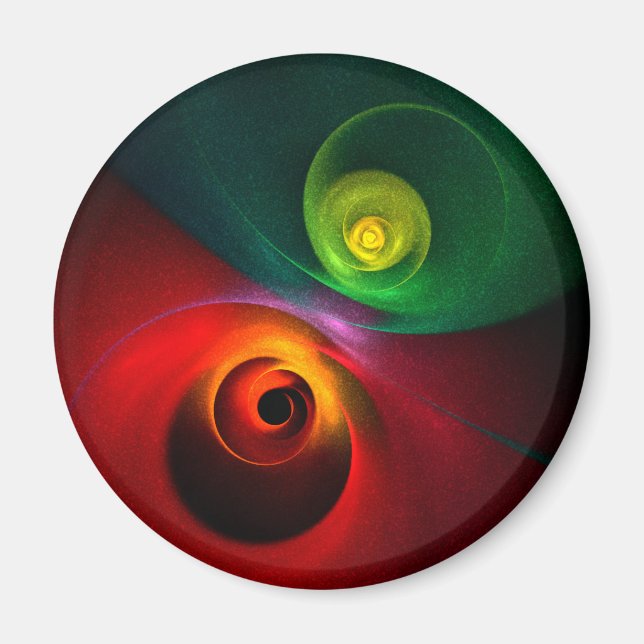 Aimant Red Green Yin Yang Moderne Motif d'art Abstrait #2 (Devant)