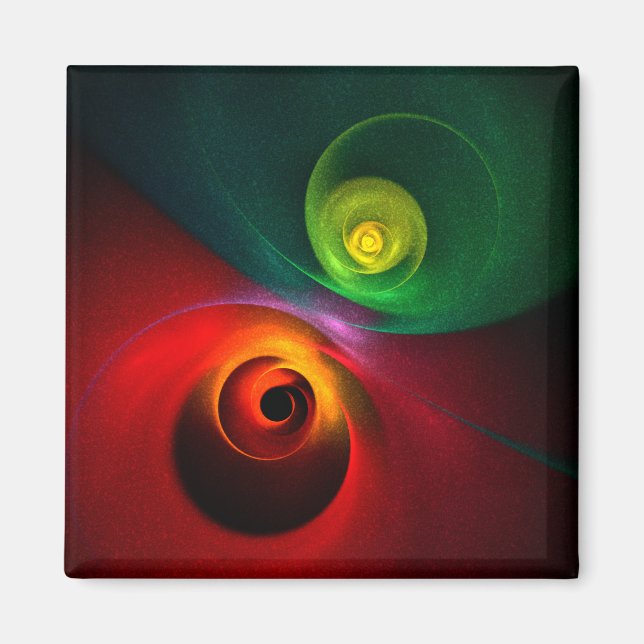 Aimant Red Green Yin Yang Moderne Motif d'art Abstrait #2 (Devant)