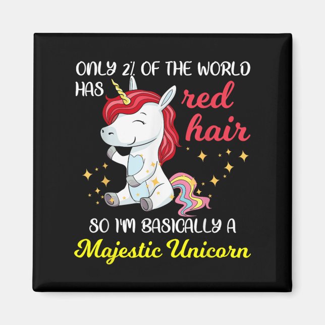 Aimant Red Hair Majestic Unicorn Funny Ginger Head Pride  (Devant)