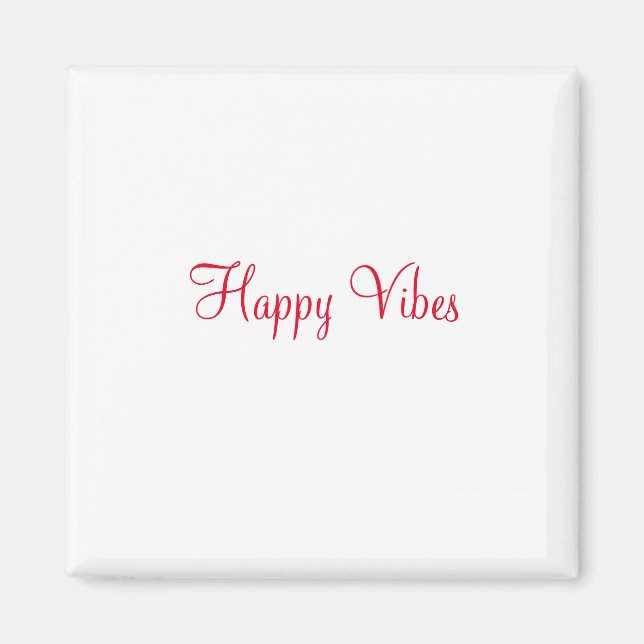 Aimant Red happy vibes vacances simple minimum calligraph (Devant)