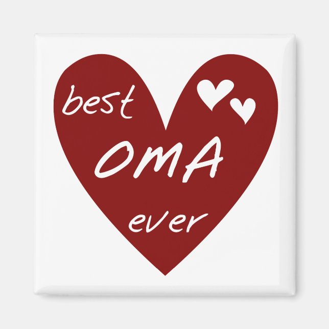Aimant Red Heart Best Oma Ever T-shirts et cadeaux (Devant)