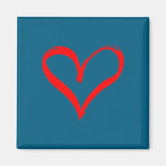 Aimant Red Heart Funny Cute Design For Men Women Husband  (Devant)