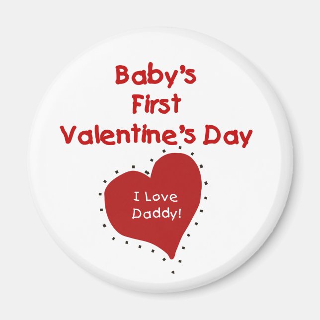 Aimant Red Heart I Love Daddy First Valentines Day (Devant)