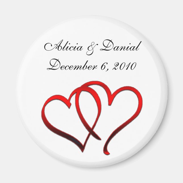 Aimant Red Hearts Enregistrer l'aimant de date (Devant)