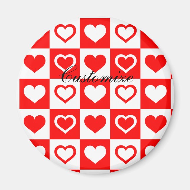Aimant Red Hearts Plaid Motif Thunder_Cove (Devant)