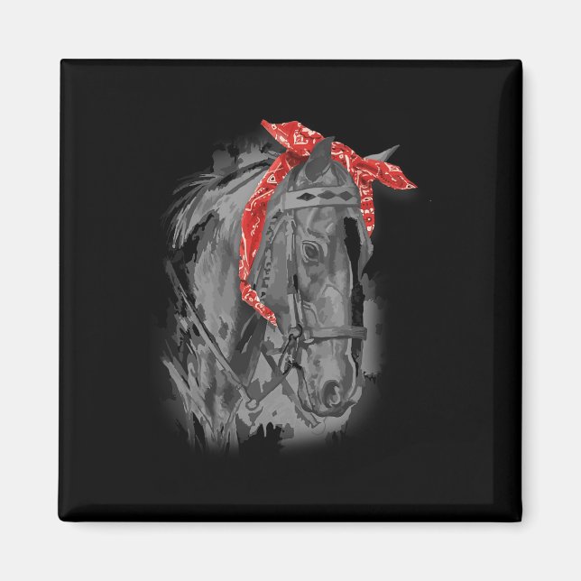 Aimant Red Horse Bandana Pour L'Équitation (Devant)