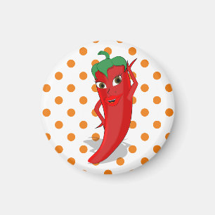 Aimant Red Hot Pepper Diva Orange Polka Dots