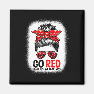 Aimant Red Messy Bun Femmes En Février - Maladie cardiaqu