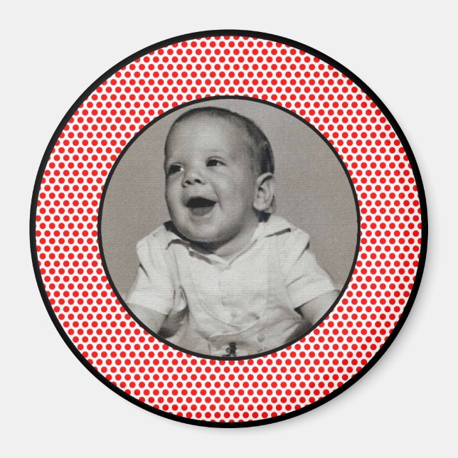 Aimant Red n White Dots Black Trier Photo Frame (Devant)