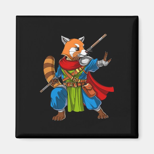 Aimant Red Panda Bear Ninja Samurai Warrior Funny Kung Fu (Devant)