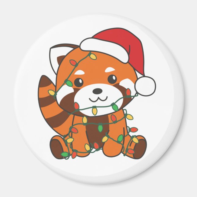 Aimant Red Panda Christmas Winter Animals Red Pandas Magn (Devant)
