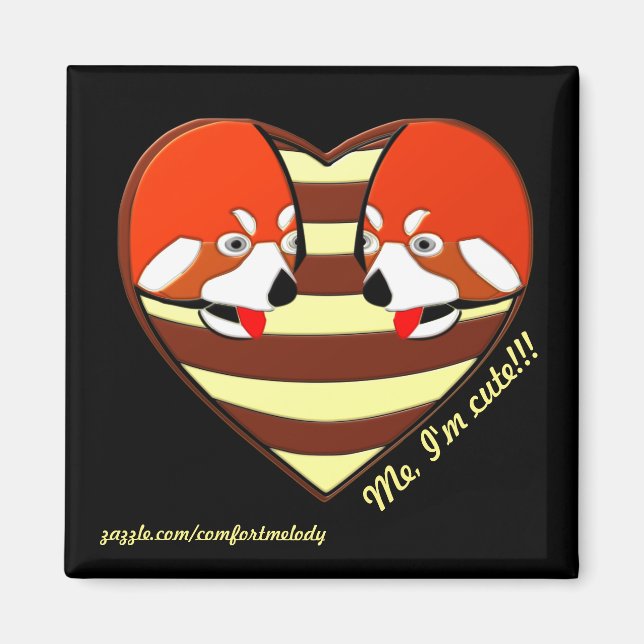 Aimant Red Panda Coeur d'amour (Devant)