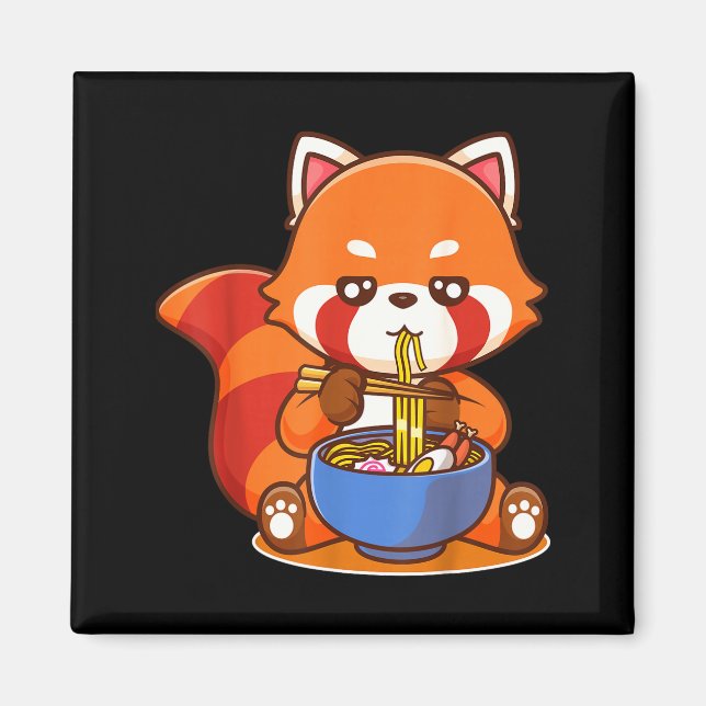 Aimant Red Panda Eating Ramen Japanese Soup Zoo Animal Zo (Devant)