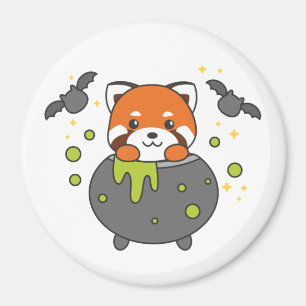 Aimant Red Panda Happy Halloween Cauldron Bat