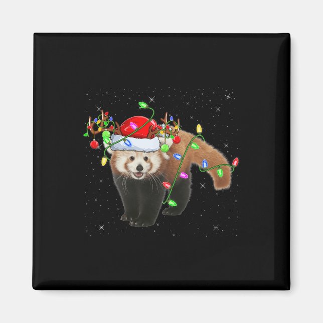 Aimant Red Panda Lover Xmas Éclairage Père Noël Red Panda (Devant)