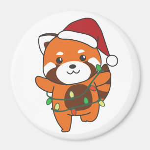 Aimant Red Panda Noël Animaux d'hiver Red Pandas Magn