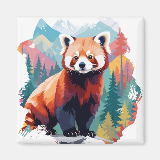 Aimant Red Panda Vector Art Animal Dans La Nature Majestu (Devant)
