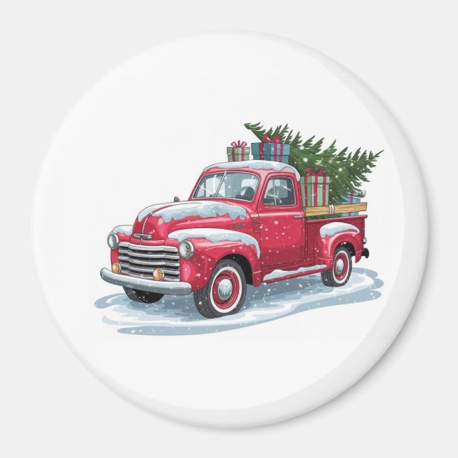 Aimant Red Pickup and Christmas Tree (Devant)