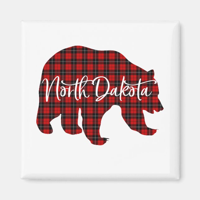 Aimant Red Plaid Dakota Bear Matching Pajama (Devant)