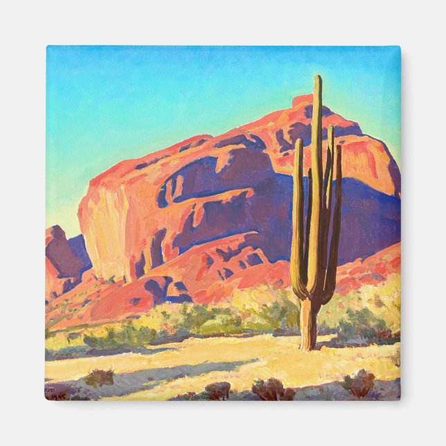 Aimant Red Rocks and Cactus par Maynard Dixon (Devant)
