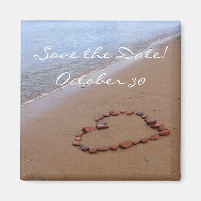 Aimant Red Rocks Heart sur la plage de sable (Devant)