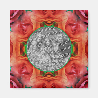 Aimant Red Rose Floral Nature Frame Ajouter Votre Photo